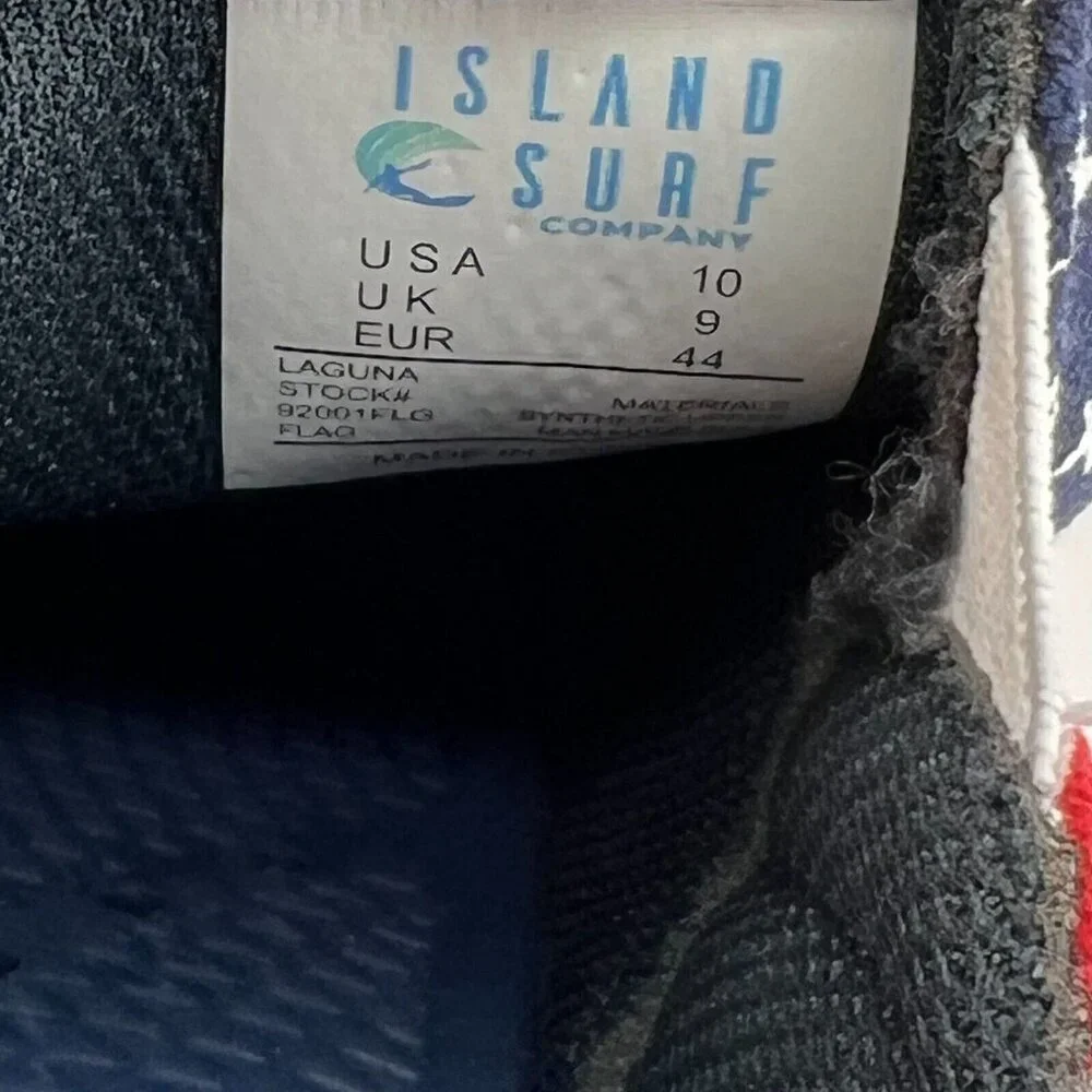 Island Surf Company Mens Laguna Blue Red Stars Canvas Slip-On Size 10 Loafers